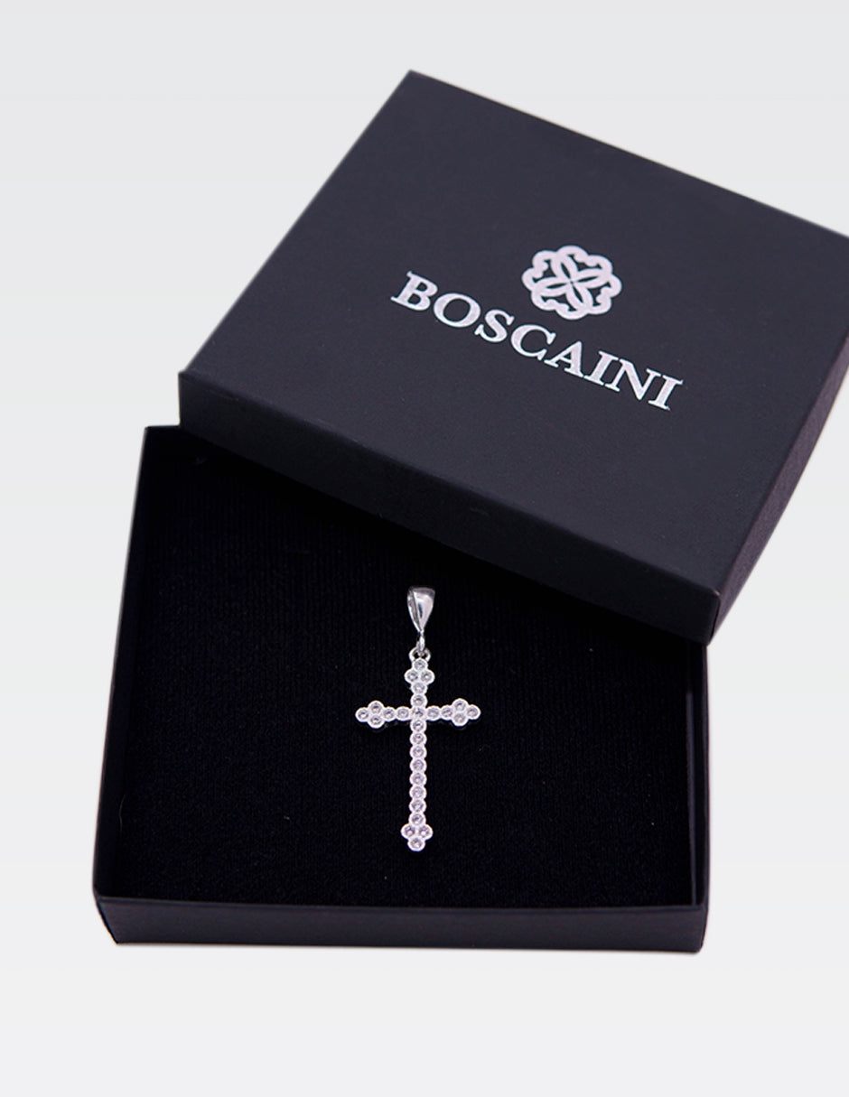 Dije de Plata .925 | Cruz De Trinidad con Zirconias | 5CM Largo 2.20CM Ancho