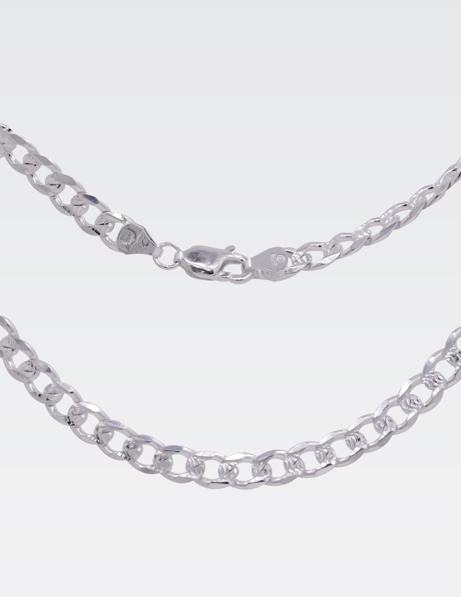 Cadena Barbada Diamantada | Plata .925 Italy | 55 CM · 6 MM