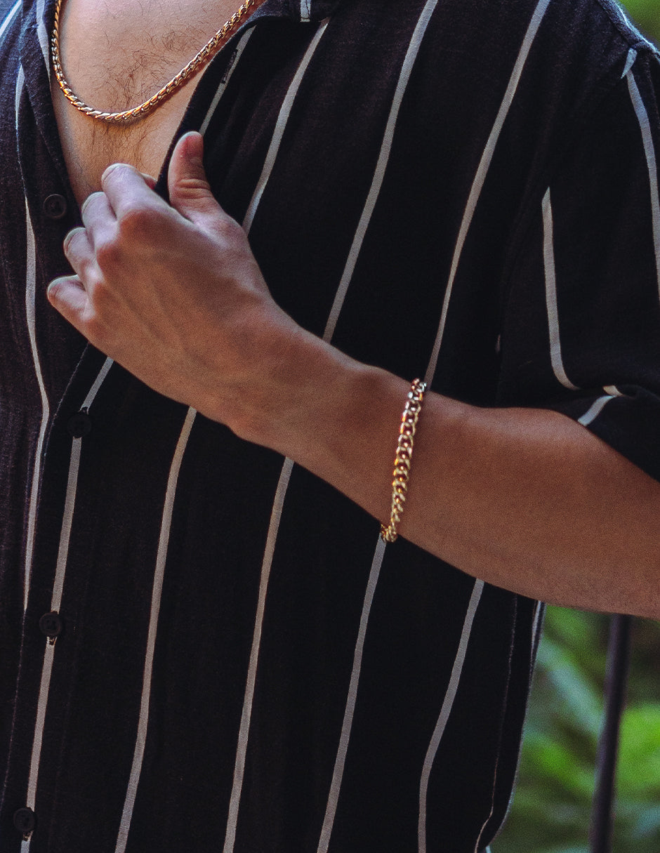 Pulsera Miami Cuban | Chapa de Oro 14K | 21CM | 7MM · 10MM