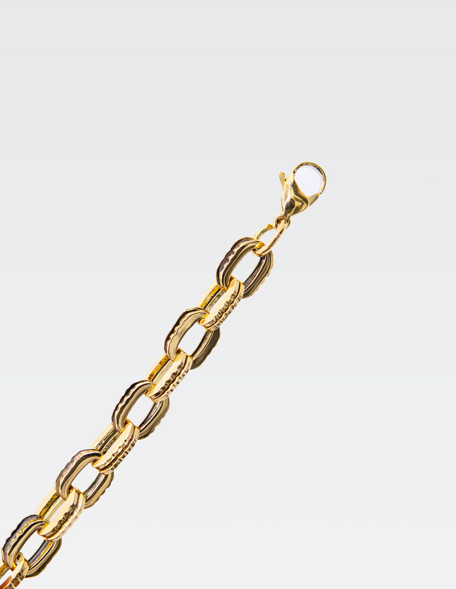 Pulso Eslabonado Plano | Chapa de Oro 14K | 21CM · 8MM