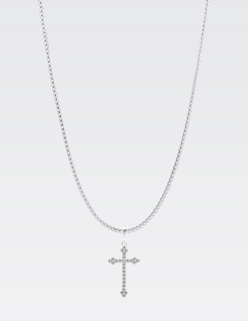 Dije de Plata .925 | Cruz De Trinidad con Zirconias | 5CM Largo 2.20CM Ancho