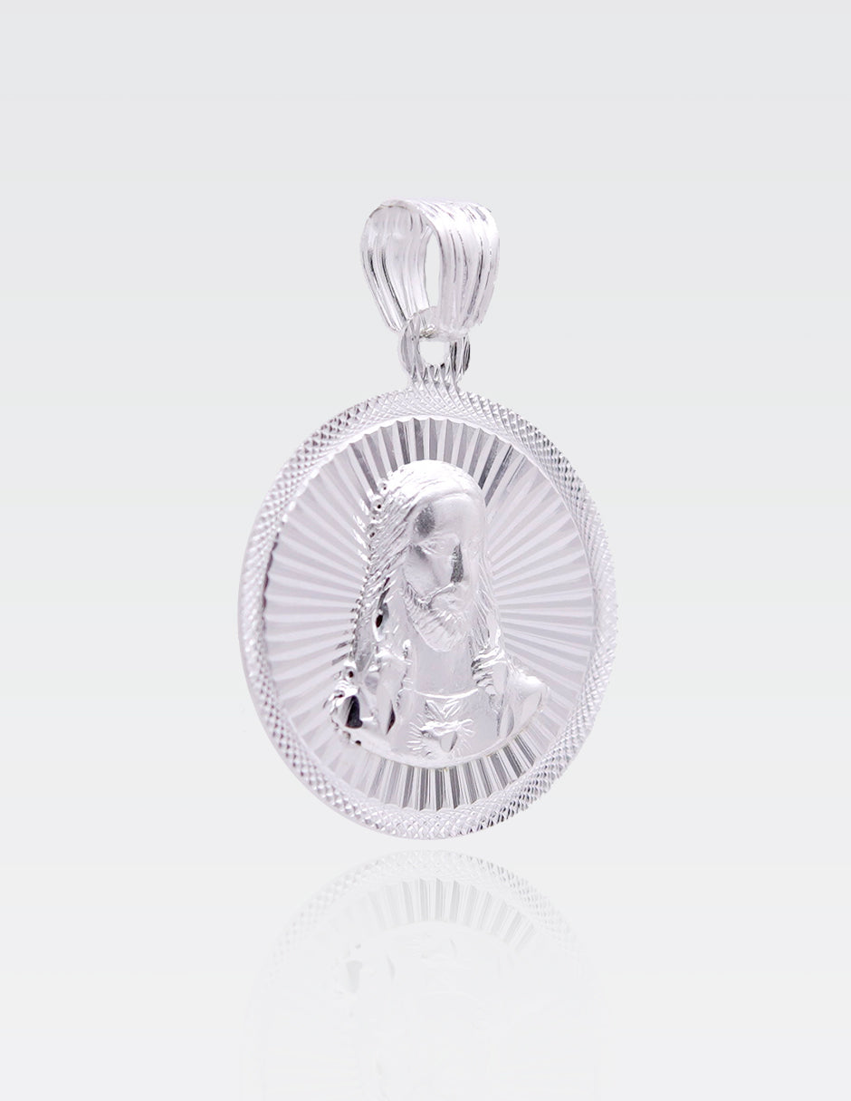 Dije de Plata .925 | Sagrado Corazón 3.10CM de Altura 2.20CM Ancho