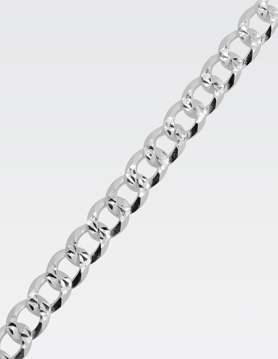 Pulso Cubano Diamantado | Plata.925