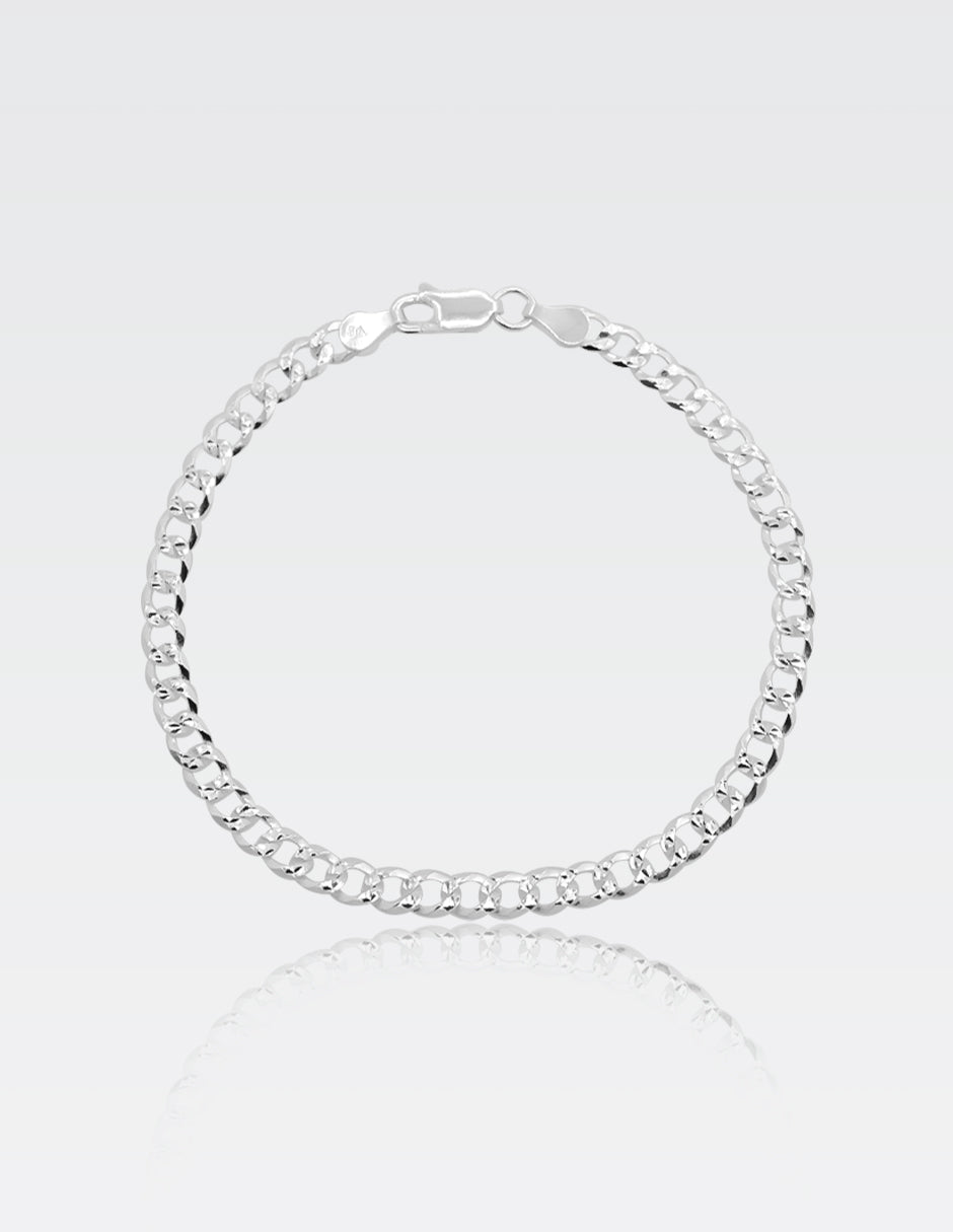 Pulso Cubano Diamantado | Plata.925
