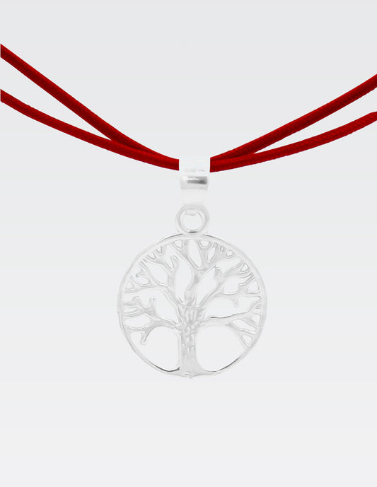 Pulsera de Hilo Rojo con Dije de Árbol de la vida | Ajustable | Plata Ley MEX .925