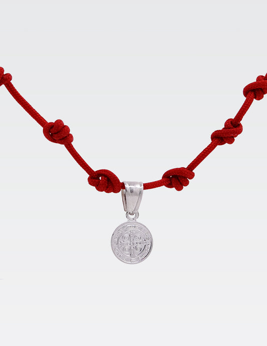 Pulsera San Benito Rojo | Ajustable | Dije de Plata.925