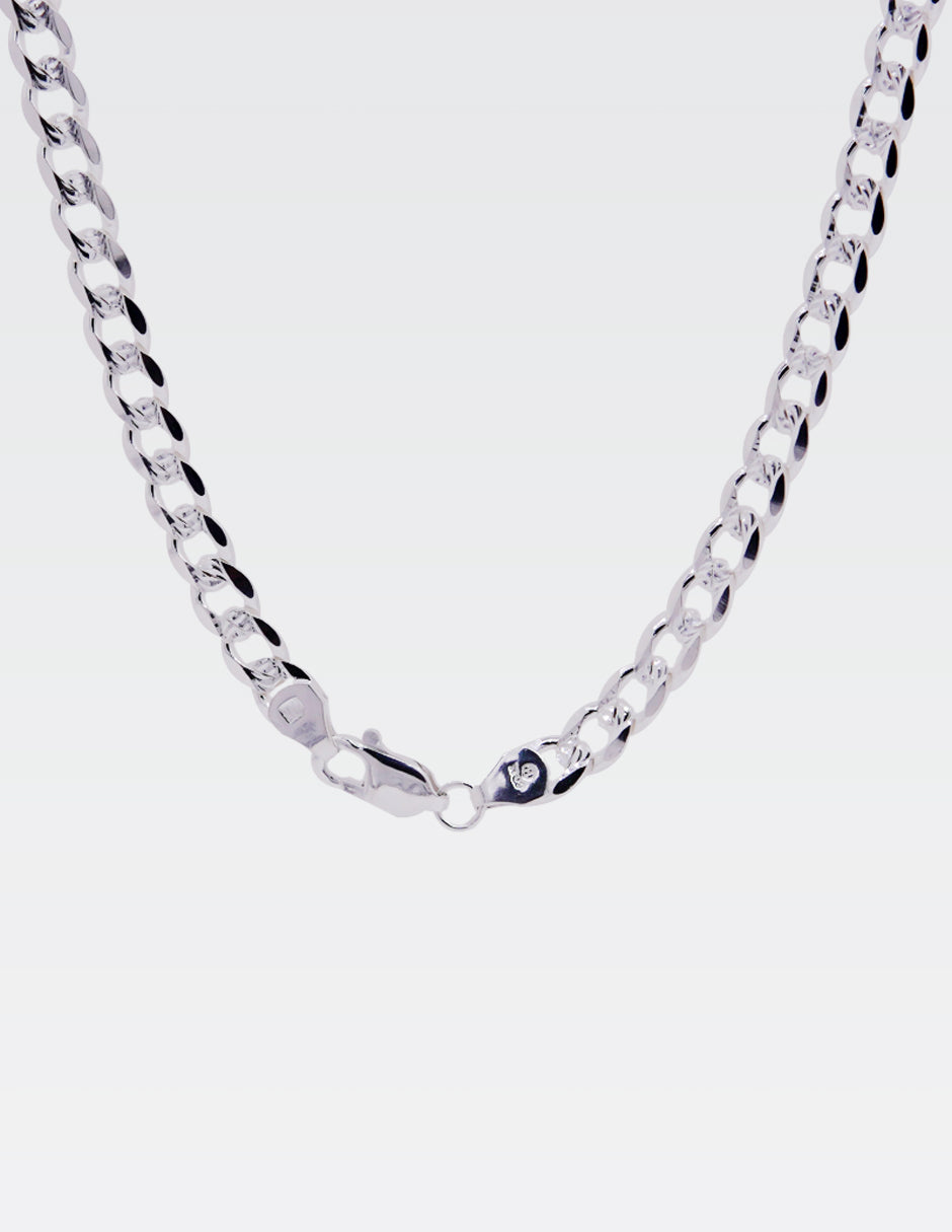 Cadena Barbada  Diamantada | Plata .925 Italy | 55 CM · 6 MM