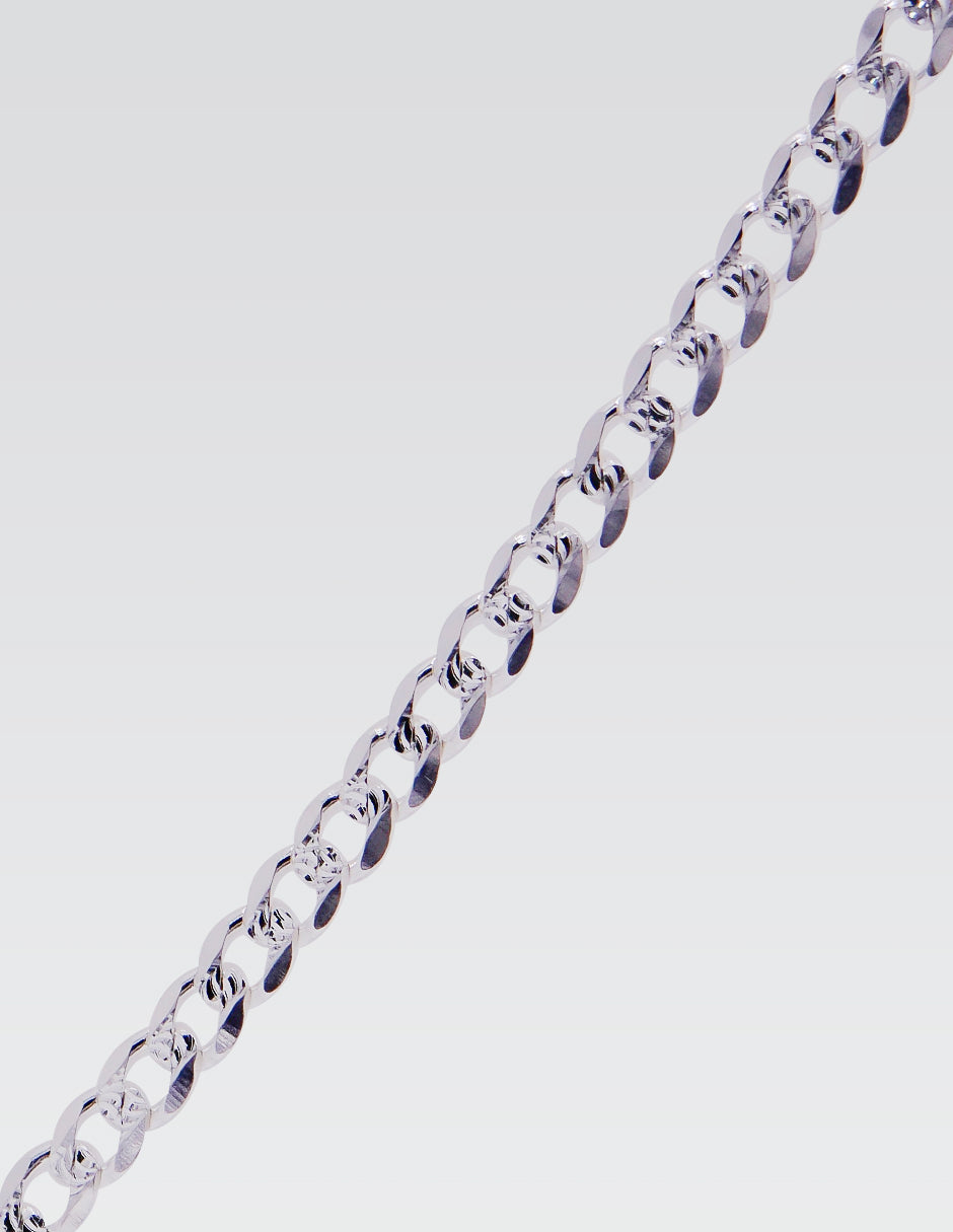 Cadena Barbada  Diamantada | Plata .925 Italy | 55 CM · 6 MM