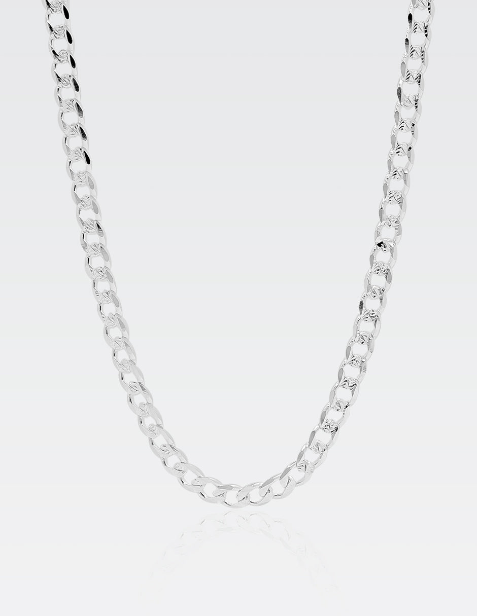 Cadena Barbada  Diamantada | Plata .925 Italy | 55 CM · 6 MM