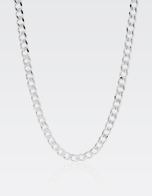 Cadena Barbada  Diamantada | Plata .925 Italy | 55 CM · 6 MM