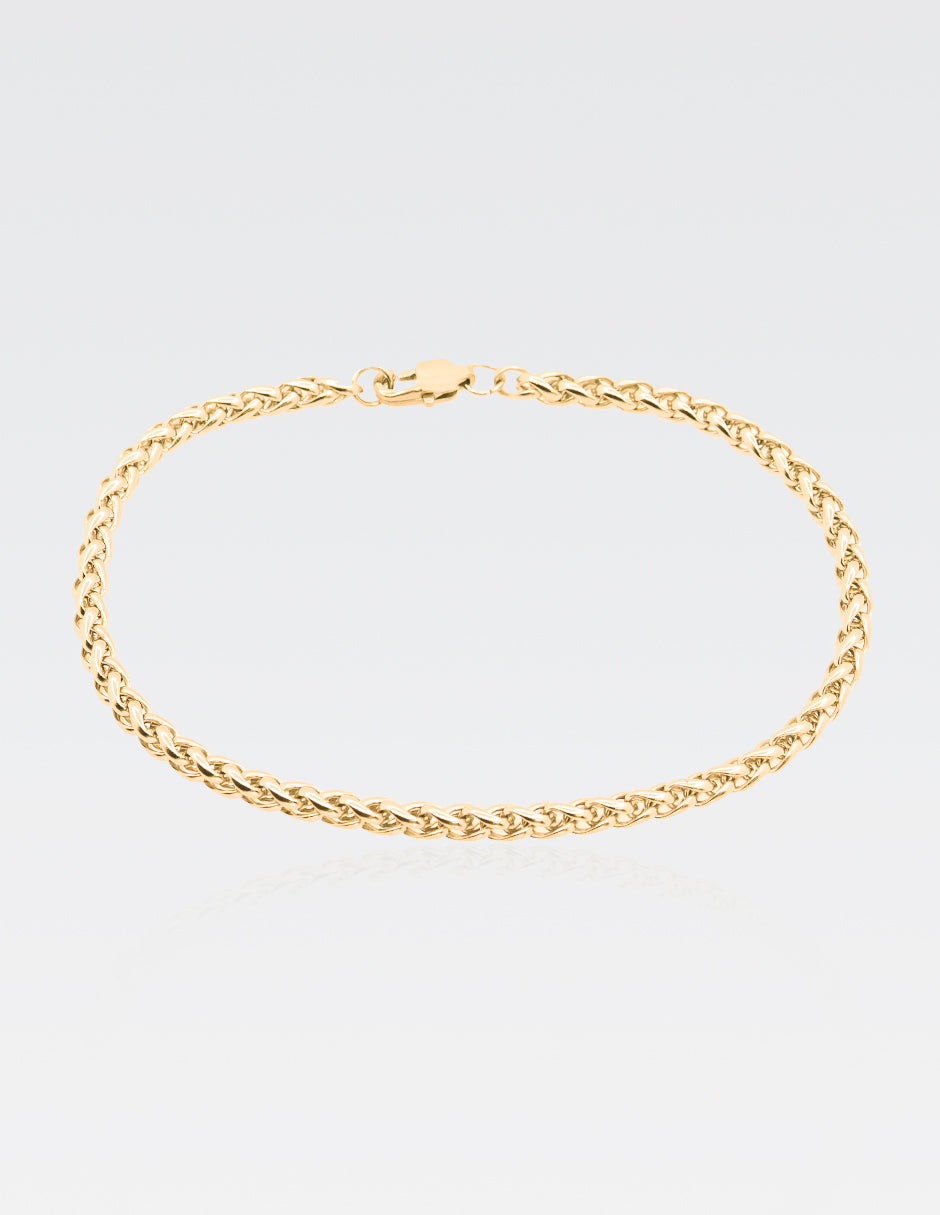 Pulsera Espiga | Chapa de Oro 14K | 22CM · 4MM