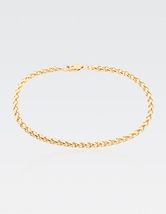 Pulsera Espiga | Chapa de Oro 14K | 22CM · 4MM