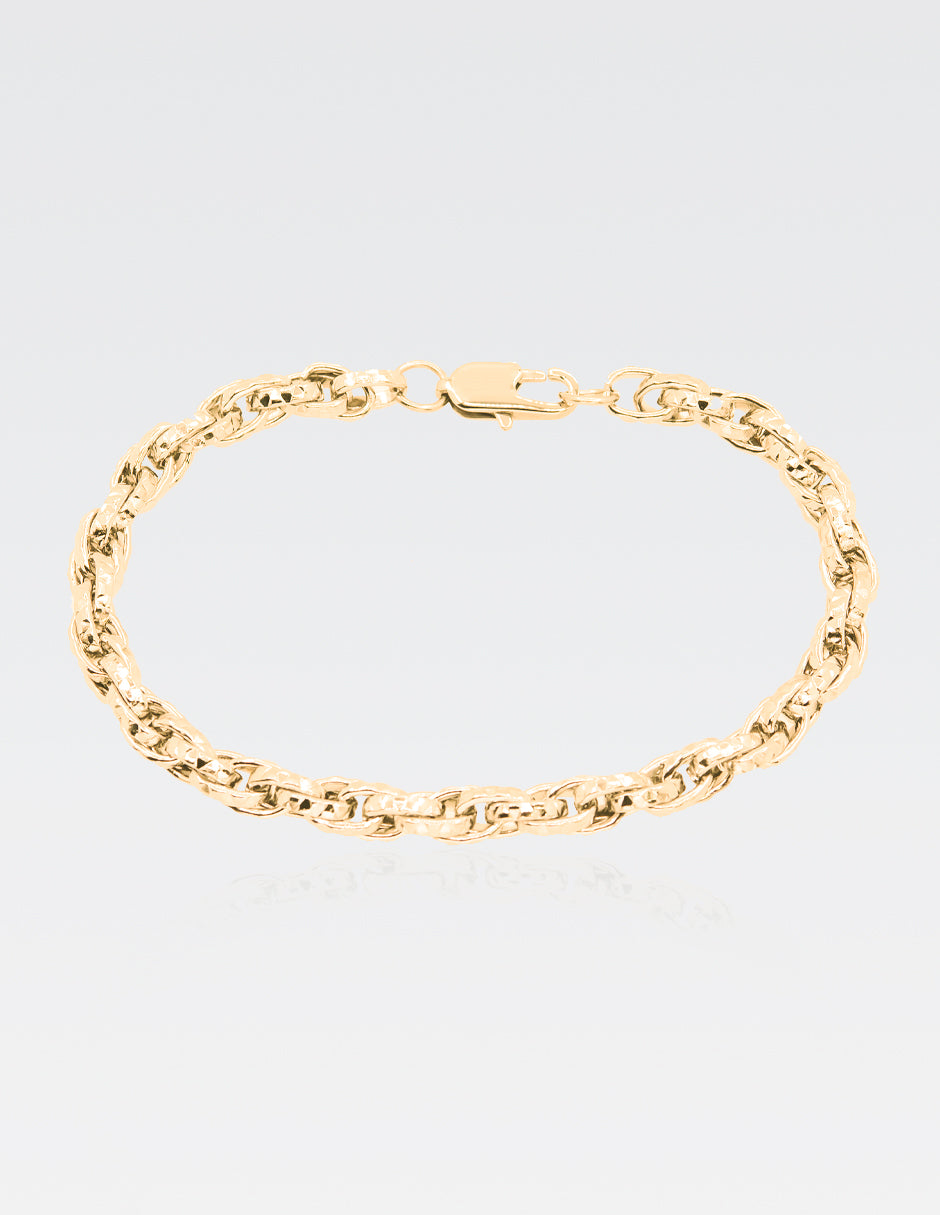 Pulsera Torsal Diamantada| Chapa de Oro 14K | 22CM · 6MM