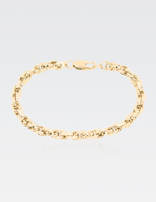 Pulsera Torsal Diamantada| Chapa de Oro 14K | 22CM · 6MM