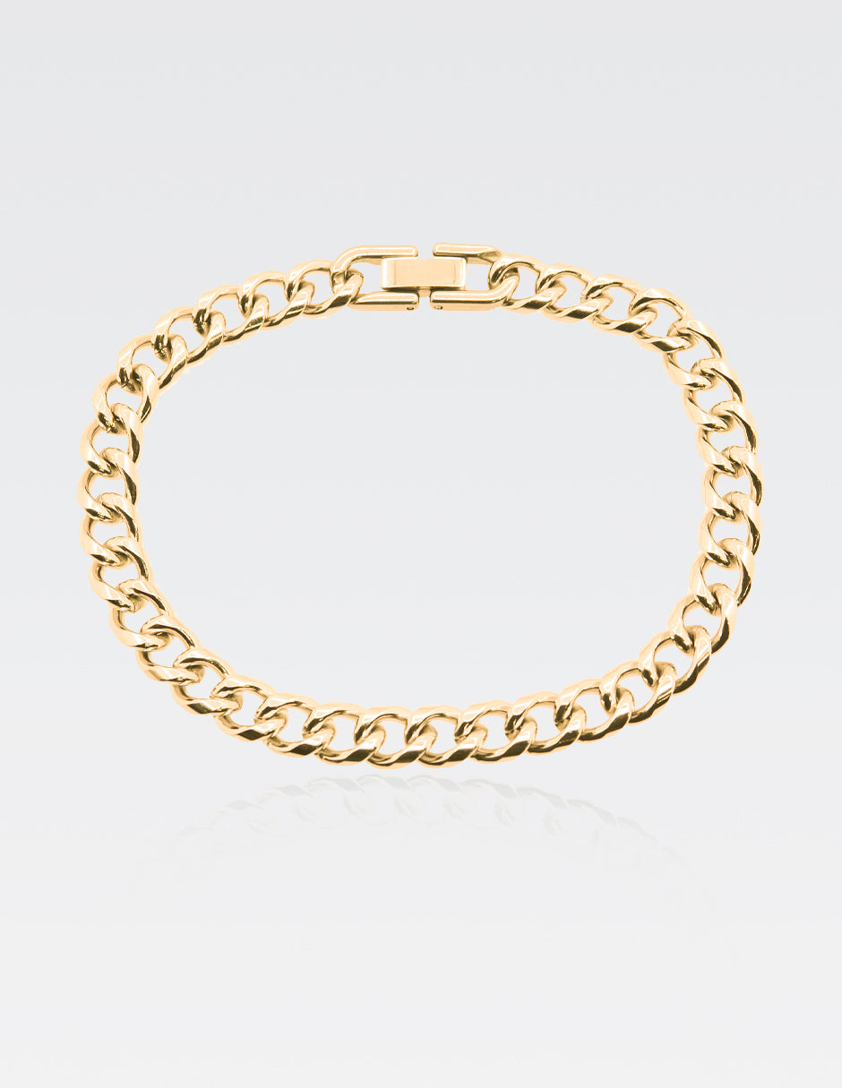 Pulsera Miami Cuban | Chapa de Oro 14K | 21CM · 7MM