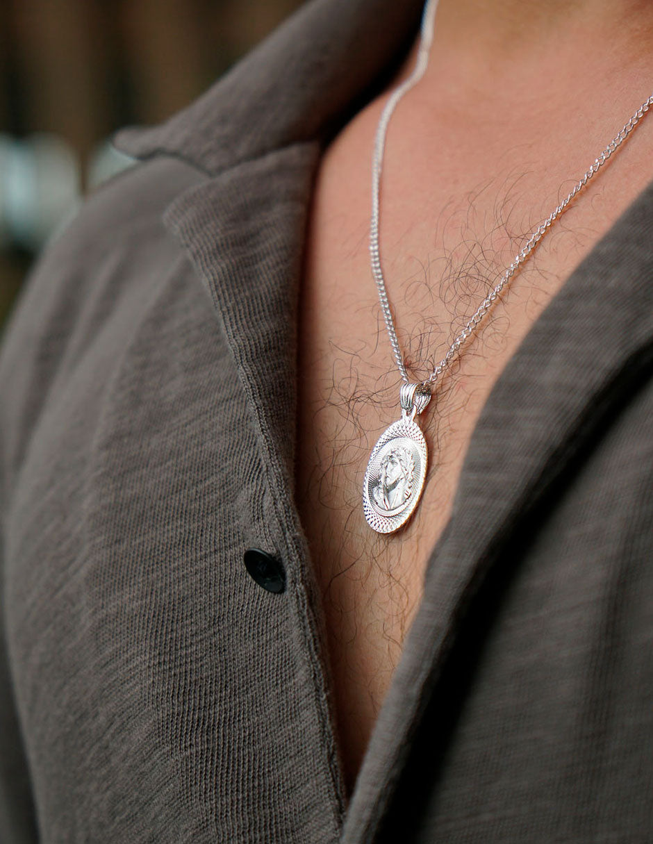 Dije de Plata .925 | Divino Rostro | 3.2CM de Altura 1.3CM Ancho