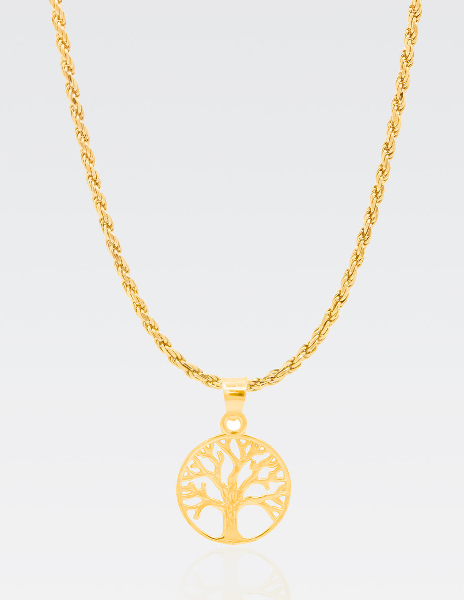 Juego Cadena Torsal con Dije Árbol de la Vida | Oro Vermeil 14K | 66CM · 4MM