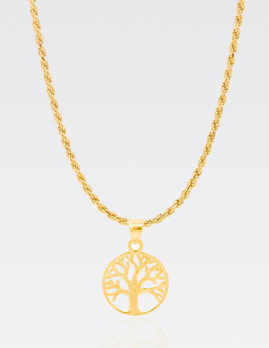 Juego Cadena Torsal con Dije Árbol de la Vida | Oro Vermeil 14K | 66CM · 4MM