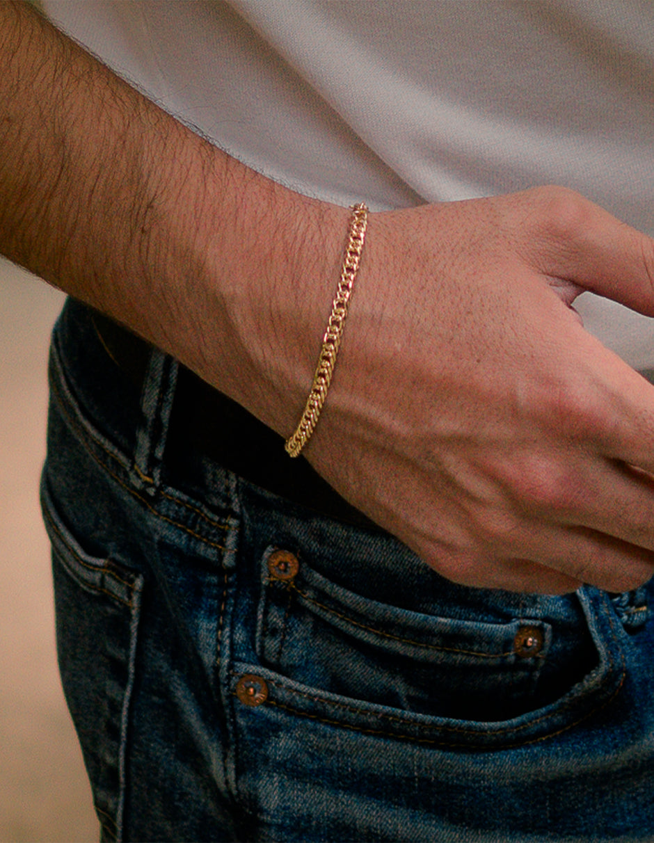 Pulsera Eslabones Dobles | Chapa de Oro 14K | 20CM · 5MM